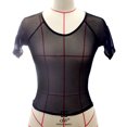 thumbnail image 1 of RXIRUCGD T-Shirt Court à Manches Courtes Transparent en Maille Transparente pour Femme, Décontracté, 1 of 1