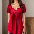 thumbnail image 2 of Ketyyh-chn99 Chemises pour Femmes Gilet pour Femmes Femme Adulte Col Rond Manches Courtes Hauts T-Shirt Imprimés Blouse Ample Rouge,TG, 2 of 5