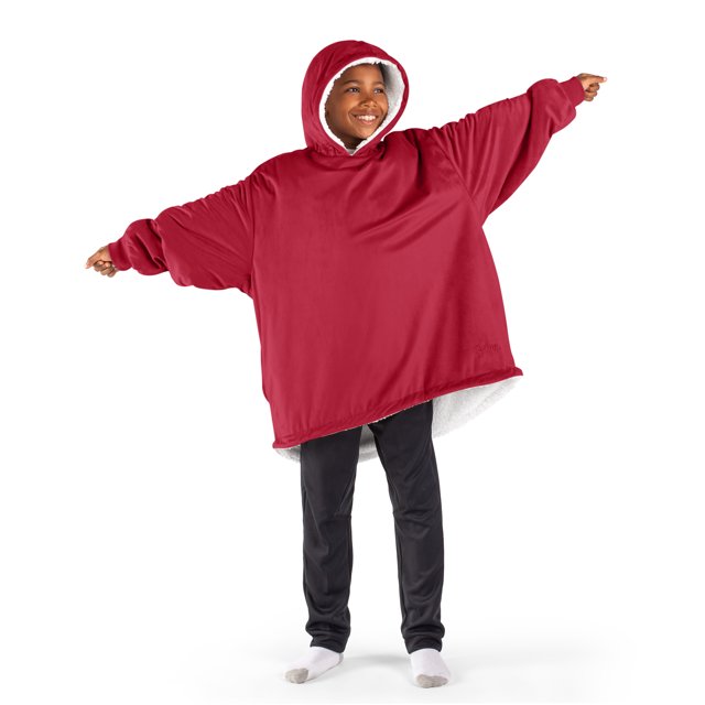 Bare Home Couverture Portable en Sherpa Pelucheuse - Duveteuse et Douce - Légère - Jeunesse, Rouge