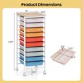 thumbnail image 2 of Costway 10-Drawer Rolling Art & Craft Storage Carts with Wooden Tabletop, Lockable Wheels, Metal Frame Natural + Macaron, 2 of 10