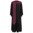 thumbnail image 3 of iefiel Womens Color Block Choir Robe Minister Pastor Robe Puff Sleeves Split Zipper Front Gown Graduation Gown Black XL, 3 of 7