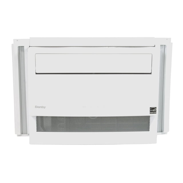 Danby DAC100B6WDB white 10000 BTU window air conditioner featuring front vent and Energy Star certification.