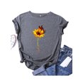 thumbnail image 1 of Innerwin T-Shirt Papillon Imprimé Lettres pour Femmes Manches Courtes Basique Gris P, 1 of 5