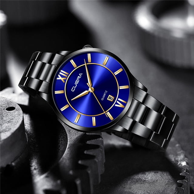 Men's Business Chronograph Watch with Stainless Steel Band and Date Display for