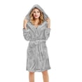 thumbnail image 3 of Women Robes Plush Robes For Women With Warm Fleece Hooded Bathrobe Soft Long Spa Robe With Pockets Woman Flannel Pajamas, 3 of 6