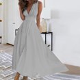 thumbnail image 5 of AherBiu Formal Dresses for Women Sleeveless Deep V Neck Ruched Flowy Evening Party Cocktail Maxi Dress, 5 of 5
