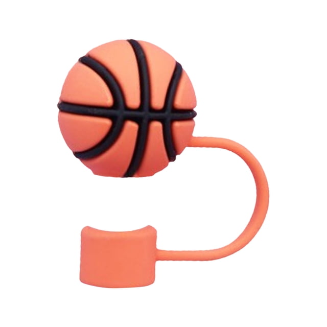 WIFKLSIIPG 1PCS Couvre-Paille Capuchon Compatible avec 20 Gobelets de 30&40 Oz Embout de Paille Convient à 0.4 Po Réutilisable Baseball Basketball Soccer Embouts de Paille en Silicone Couvercles(Orange)