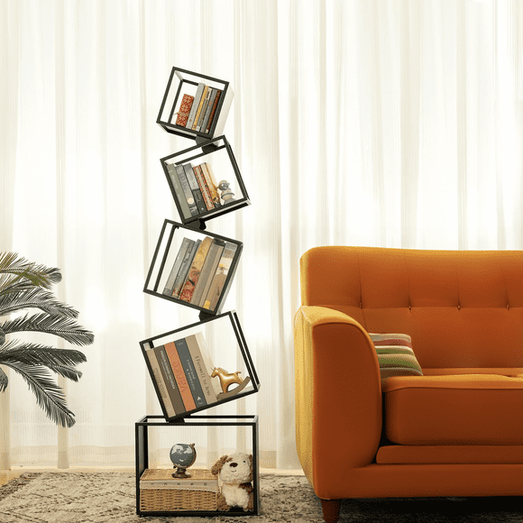 BS024 - Contemporary 5-Tier Black Bookshelf for Home Décor and Storage