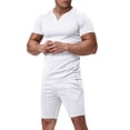 thumbnail image 1 of NTACZA Ensemble 2 Pcs pour Homme, Shorts, Manches Courtes, Survêtements Athlétiques, Grande Taille et Taille Forte, Col Ras du Cou, Survêtements pour Muscles, TG, 1 of 7