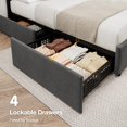 thumbnail image 2 of GloryStar Full Size Bed Frame with 4 Storage Drawers and Headboard, Upholstered Platform Bed Frame with Wooden Slats Support, No Box Spring Needed, Dark Grey, 2 of 8