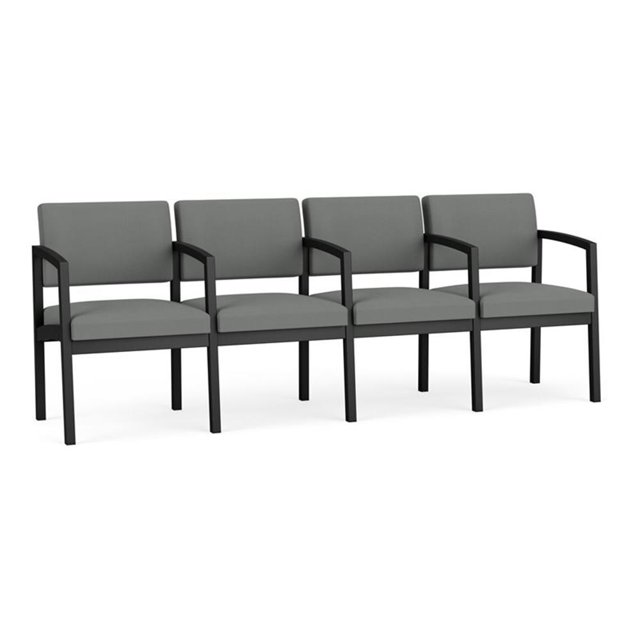 Lenox Steel Reception Waiting 4 Seats Chair / Black Steel / Light Gray