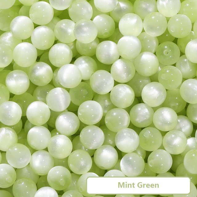 Perles pour Bracelets, 20 Pcs Perles en Résine, Diamètre de 8 mm, Indiquées de Couleur Vert Menthe. Ces Perles en Résine Brillantes et Transparentes Conviennent à la Fabrication de Bracelets, Porte-Clés, Colliers et Autres Accessoires DIY. les Perles Sont Durables et Polyvalentes, Idéales pour des Projets d'Artisanat.