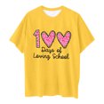 thumbnail image 4 of LUOGENLI T-Shirt pour Filles Enfants Mode Décontractée Imprimé Col Rond Ample Manches Courtes T-Shirt Haut Maxi Hauts Ensembles Filles Tenue 2 Pcs Grande Taille Jaune 10-11 Ans, 4 of 4