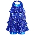 thumbnail image 2 of TiaoBug Robe Mini Sans Manches à Sequins Brillants avec Franges pour Filles, Robe de Salsa de Jazz Latin, Robe de Rumba Unitard Bleu Royal 8, 2 of 6
