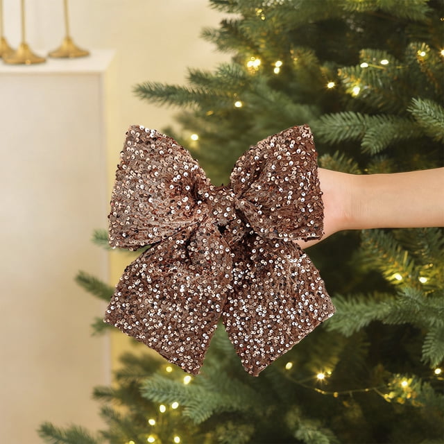 Wooowa Christmas Small-Size Sequin Bows, Sparkling Festive Decor for Gift Boxes & Xmas Tree