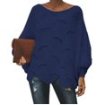 thumbnail image 1 of Tralilbee Nouveau Chandail de Mode Polyvalent Grande Taille à Col Rond Ample Décontracté avec Trous Manches Lanterne Chandail Tricoté Chandail pour Femme, 1 of 1
