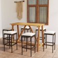 thumbnail image 1 of vidaXL 7 Piece Garden Bar Set with Cushions Brown, 1 of 5