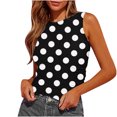 thumbnail image 1 of Plebaso Débardeurs d'Été pour Femmes Slim Imprimé Sans Manches Col Rond Tee-Shirts Froncés Blouses Décontractées pour Femmes, 1 of 4