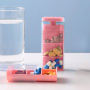 Meitianfacai 3 Compartment Portable Pill Organizer Clear Slide Out Design With Separate Sections Daily Medication Box Transparent Partition Storage For Morning Noon Night Doses (Pink)