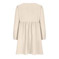 thumbnail image 4 of cfhntfmh Robes Décontractées pour Femmes Automne Amples à Manches Longues Robe Chemise Froncée Détente Col Rond Boutons Robe Plissée Mini, 4 of 6