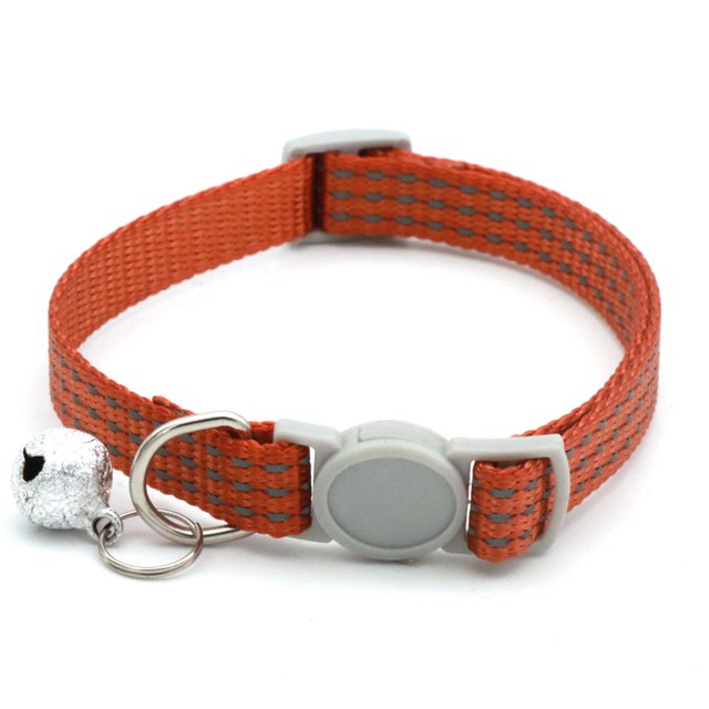 5Pack Reflective Breakaway Cat Collars with Bell Safety Buckle Nylon Adjustable Kitten Collars Light Coffee