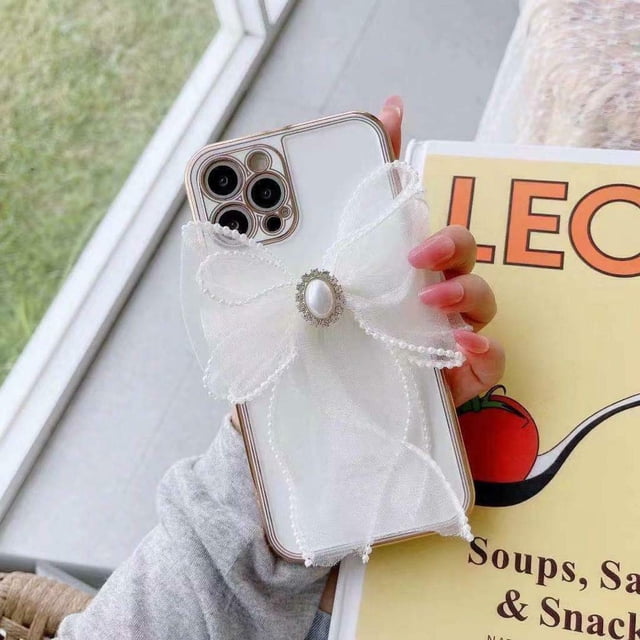 iPhone 11 Heavy Duty Case Wrist Chain Bracelet Luxury Flower Style Cover - White