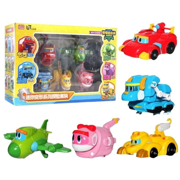 Korea Anime Gogo Dino Explorers Sound and Light Transforming Dinosaur Toy Action Figures Deformation Car Toys For Kids Gift 5pcs No box