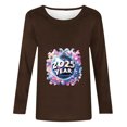 thumbnail image 4 of Styesk Chemises à Manches Longues pour Femmes Nouvel An T-shirt Décontracté Imprimé Col Rond Manches Longues, 4 of 4