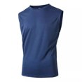 thumbnail image 2 of BADHUB Mens Workout Hooded Tank Tops Drawstring Muscle Stretch Sleeveless Solid Color Shirts Loose Gym Vest Clearance Navy L, 2 of 9