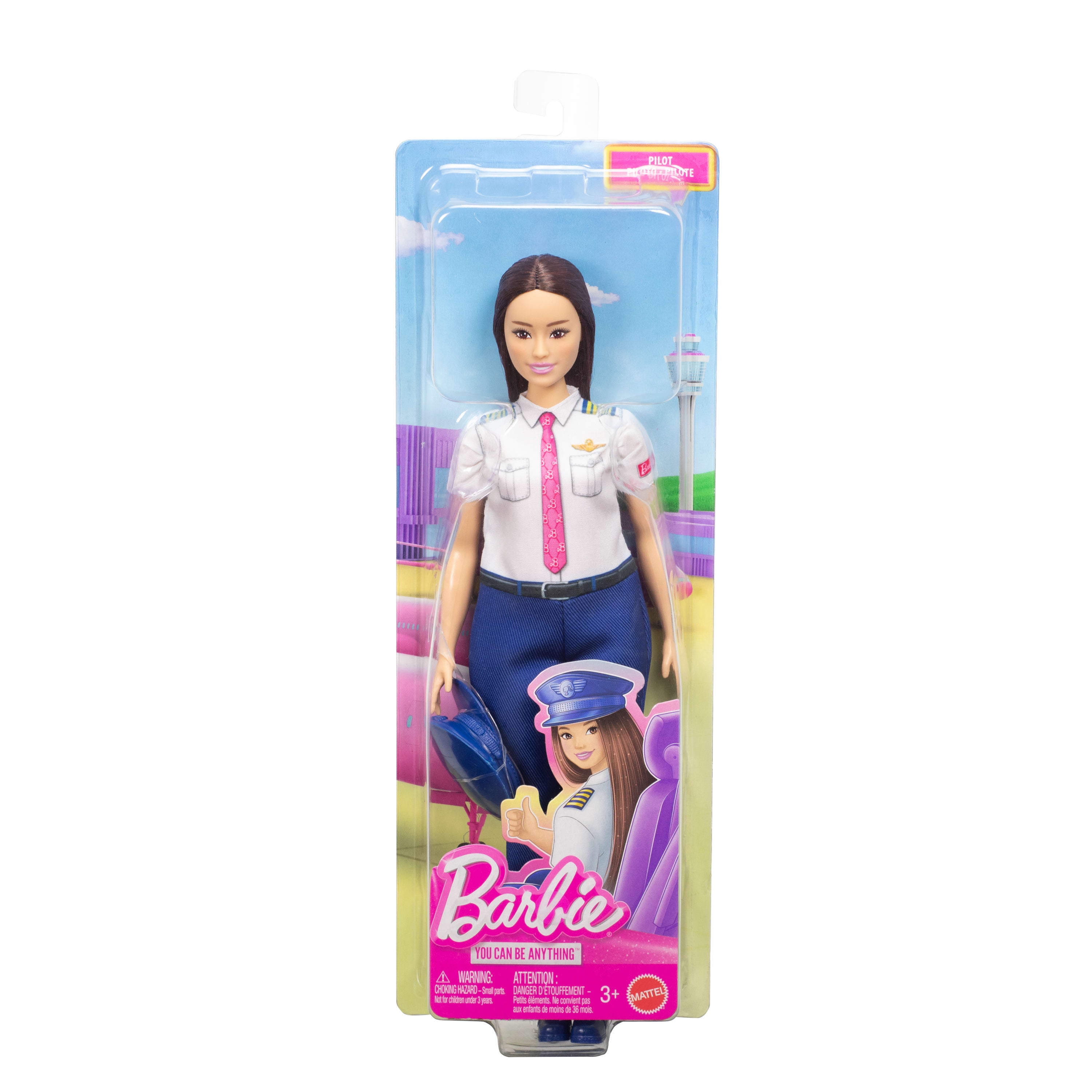 Barbie-Poupée Pilote avec uniforme amovible, chaussures et chapeau