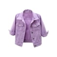 thumbnail image 1 of YiZYiF Veste en Denim Courte Colorée à Manches 3/4 pour Femme, Veste Délavée Légère, Manteau à Revers, Veste en Jean Boutonnée, Violet m, 1 of 5