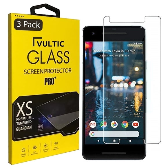 Vultic [3 Pack] Protecteur d'Écran pour Google Pixel 2 [Compatible avec Étui], Film en Verre Trempé