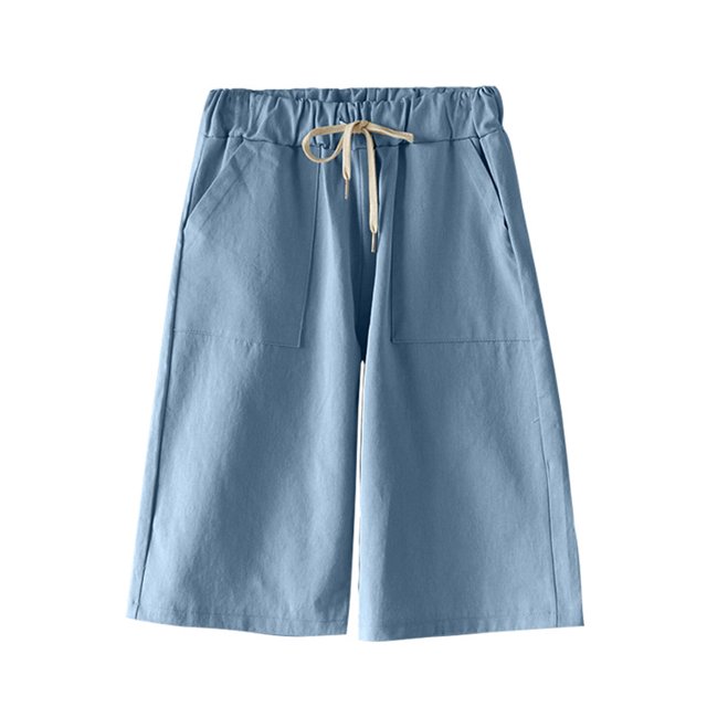 Innerwin Mini Pantalon Bermuda Femme Short Hot Pants Sport Longueur Genou Bas Décontracté Bleu TG