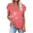 thumbnail image 1 of Besolor Femmes Été Tops Tendance Pétale Manches Courtes Imprimés Chemises Casual Col Rond Sortir Chemisier Tee-Shirt, 1 of 4