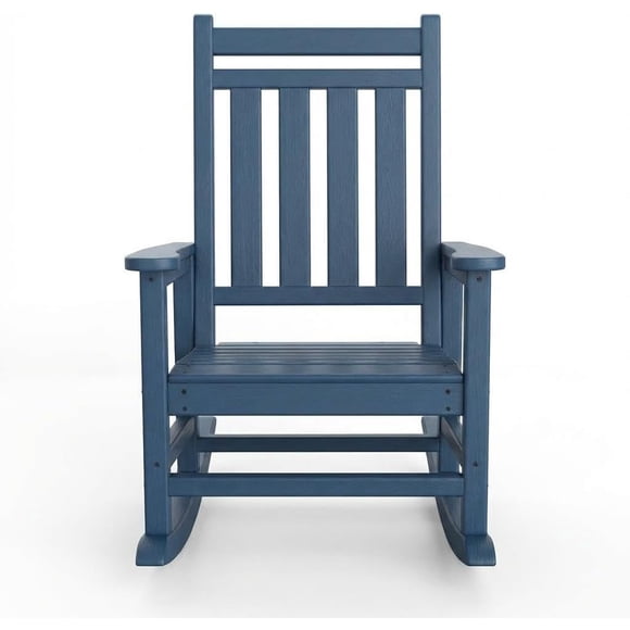 YUSAZENS Weather Resistant HDPE Outdoor Rocking Chair - High Backrest, Easy Assembly, Perfect for Garden, Lawn, Deck, and Porch Blue