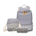 thumbnail image 2 of QualitChoice 3 Pieces Canvas Backpack Shoulder Organizer Set Large Capacity for Zipper Ethnic Style School Bags Causal Adjustable Travel Bag Gray, 2 of 6