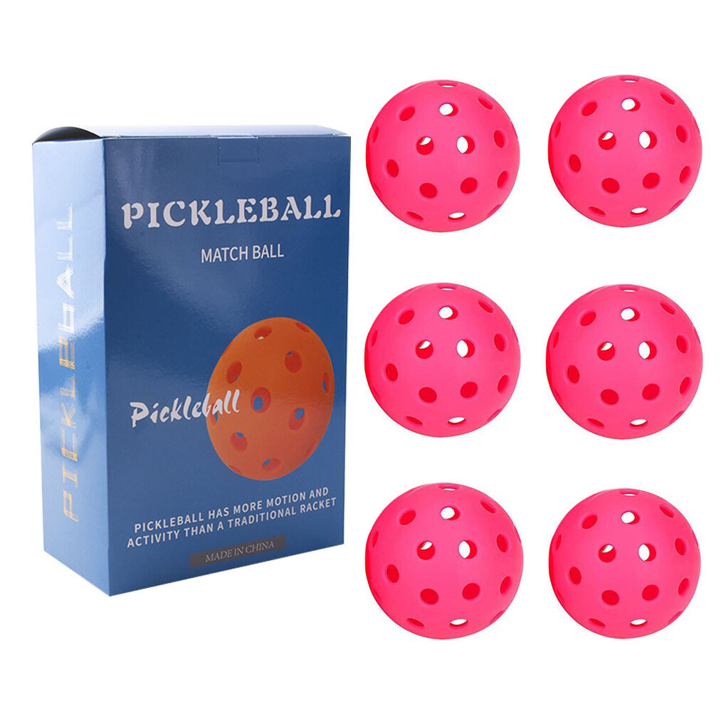 Xingzhi 6 Pcs/ensemble Remplacement de Pickleball Professionnel 40 Trous Balles de Pickle d'Entraînement Réutilisables Kit Assorti Cadeau d'Anniversaire Rouge Rose