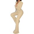 thumbnail image 3 of Combinaisons de Bureau pour Femmes d'Automne, Pantalons Évasés, Fermeture Éclair, Manches Longues, Col Rabattu, Grande Taille, Combinaisons pour Femmes, Combinaison pour Femme, Kaki, G, 3 of 6