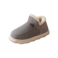 thumbnail image 1 of Mens Plush Shoes Simplicity Solid Color Thick Bottom Memory Foam Plush Fleece Line Non Slip Warm Winter Snow Boots Wrapped Heels Plush Interior Insulation Cotton Shoes, 1 of 1