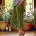 thumbnail image 1 of DPTALR Women's Summer Cotton And Linen Solid Color Pockets Elastic Waist Capris Shorts Pants, 1 of 4
