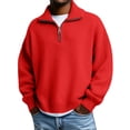 thumbnail image 4 of WTXUE Womens Long Sleeve Quarter Zip Pullover Sweater Casual Loose V Neck Collared Ribbed Knit Jumper Tops Soft Oversized Tunic Sweaters Red L, 4 of 9