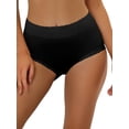 thumbnail image 1 of INSPIRE CHIC Women's Cotton Underwear High-Rise Lace Trim Tummy Control Full Coverage Brief M Black, 1 of 4