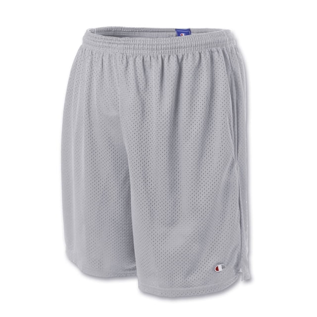 Champion Mens Long Mesh Shorts with Pockets, S, Athletic Gray