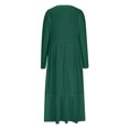 thumbnail image 4 of Penkiiy Robe Décontractée pour Femme à Manches Longues, Col Ras du Cou, Coupe Évasée, Robe Longue Fluide à Étages pour la Plage avec Poches, P Vert, 4 of 5