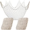 thumbnail image 1 of 2 Pcs Filet de Pêche Décoration Beige Filet Nautique en Coton Filet Décoratif de Pêche Suspensions Murales à Thème Océan Filet, 1 of 6