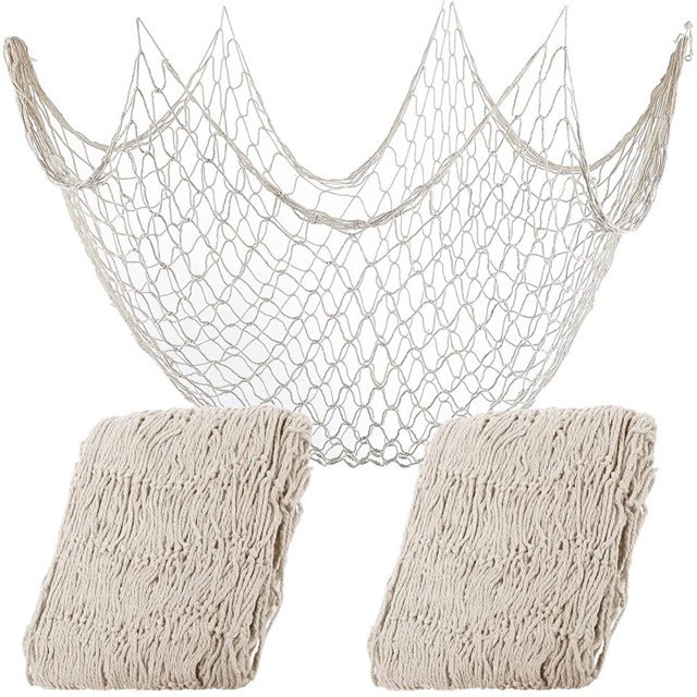 2 Pcs Filet de Pêche Décoration Beige Filet Nautique en Coton Filet Décoratif de Pêche Suspensions Murales à Thème Océan Filet