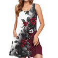 thumbnail image 2 of Ovzne Robes pour Femmes Robe Femmes Femmes Décontractée Ample Été Robe Imprimée Sans Manches Col en V Ensemble Haut/chemise Grande Taille Robe Imprimée Liquidation, 2 of 7