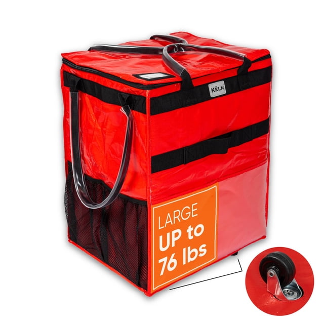 KELN Sac Fourre-Tout Roulant Rouge sur Roues – Panier d'Épicerie Pliable Durable avec Fermeture Éclair Imperméable – Sac de Magasinage de Voyage Pliable avec