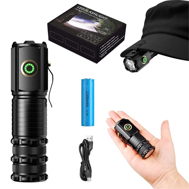Mini flashlight super power flash, LED mini cap light, super bright small handheld pen light, mini rechargeable flashlight, suitable for maintenance/night outdoor/gathering/camping/emergency situation