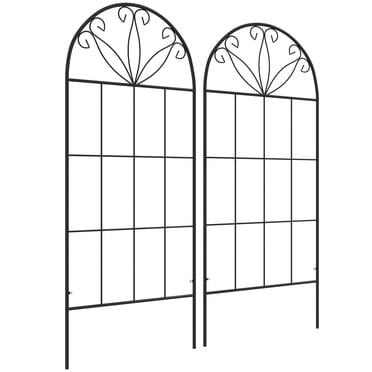 Outsunny Treillis de Jardin en Métal, Lot de 2 pour Plantes Grimpantes, Noir